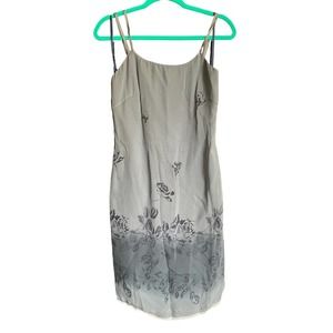 Banana Republic Womens Silk Floral Mini Dress Spaghetti Strap Size 0 Gray